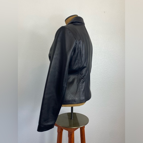 Nine West 90’s Y2K Vintage Classic Buttery Soft Leather Jacket M Brass Button - Picture 7 of 13